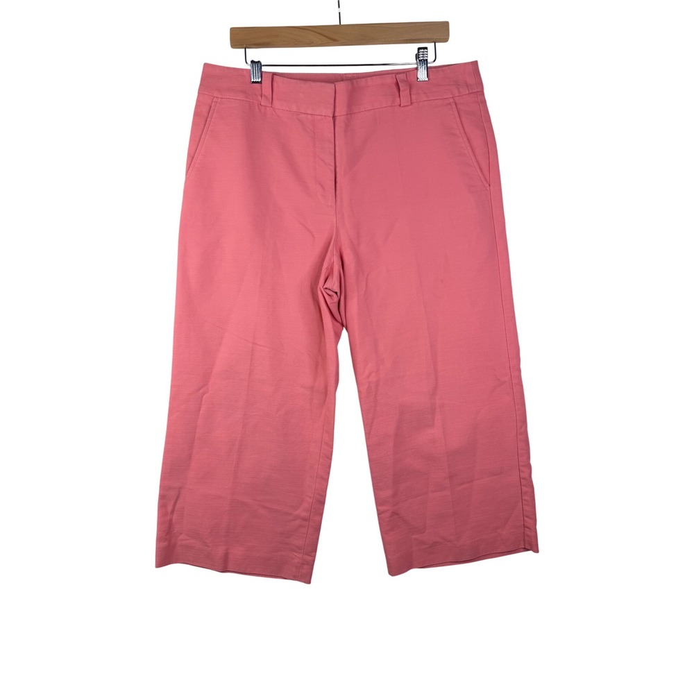 Ann Taylor Loft Cropped Wide Leg Pants size 12 Salmon Pink